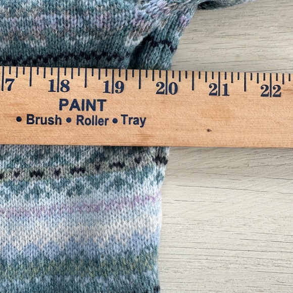 LLBean Vintage Womens Wool Fair Isle Sweater Pullover Blue Green Size Large - Picture 6 of 10